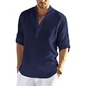 Men's Cotton Blend Casual Kurta Shirt, Regular fit Full Sleeve Short Straight Kurta Shirt for Men