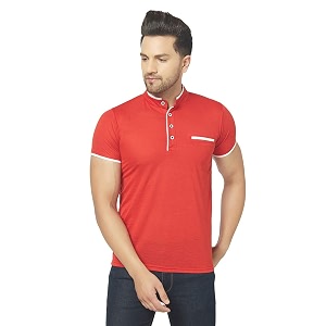 men39s cotton blend half sleeve henley t-shirt
