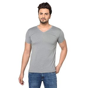 men39s cotton blend half sleeve v neck tshirt