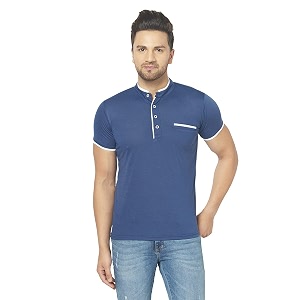 men39s cotton blend half sleeve henley t-shirt