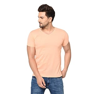 men39s cotton blend half sleeve v neck tshirt
