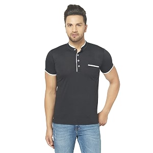 men39s cotton blend half sleeve henley t-shirt