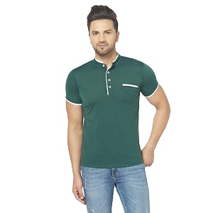men39s cotton blend half sleeve henley t-shirt
