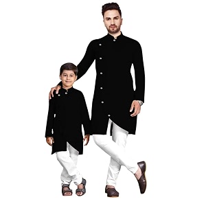 Mens Cotton Blend Kurta Pyjama Set