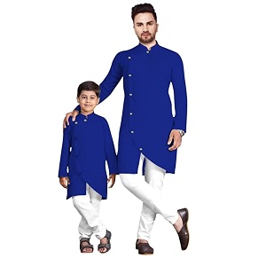 Mens Cotton Blend Kurta Pyjama Set