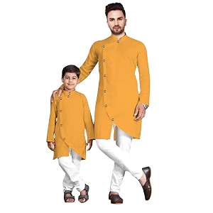 Mens Cotton Blend Kurta Pyjama Set