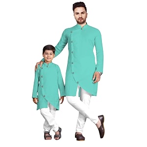 Mens Cotton Blend Kurta Pyjama Set