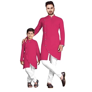 Mens Cotton Blend Kurta Pyjama Set