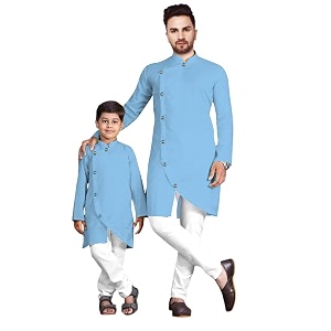 Mens Cotton Blend Kurta Pyjama Set