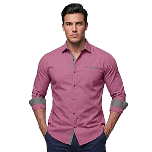 Mens Cotton Blend Shirt with Solid Long