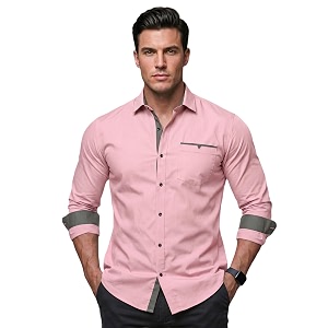 Mens Cotton Blend Shirt with Solid Long