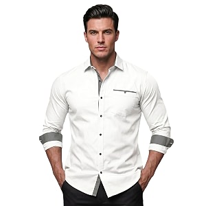 Mens Cotton Blend Shirt with Solid Long
