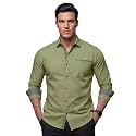 Men39s Cotton Blend Shirt with Solid Long