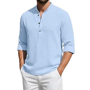Mens Cotton Blend Short Kurta with Collared