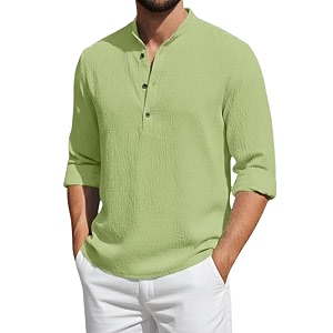 Mens Cotton Blend Short Kurta with Collared