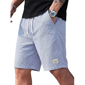 Mens Cotton Casual Shorts Striped Half Pants