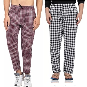 Mens Cotton Checkered Printed Pyjama Pajamas Colors
