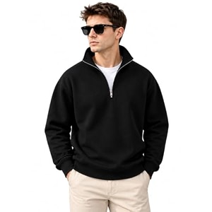 Mens Cotton Fleece Half Zipper Sweatshirt