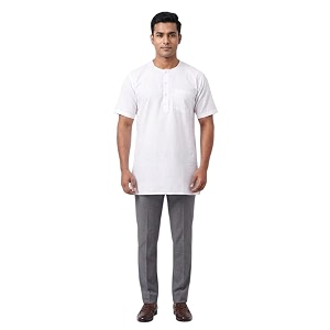Mens Cotton Halfsleeve Short Kurta for Summer
