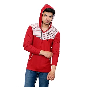 Mens Cotton Hooded Full Sleeves Round Neck