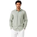 Men39s Cotton Linen Casual Shirt Sage Green