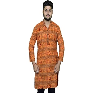 Mens Cotton Long Kurta Multi-Coloured