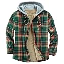 Men's Cotton Plaid Shirt Jacket Fleece Flannel Sherpa Button Down