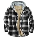 Men's Cotton Plaid Shirt Jacket Fleece Flannel Sherpa Button Down
