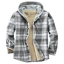 Men's Cotton Plaid Shirt Jacket Fleece Flannel Sherpa Button Down