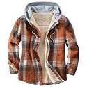 Men's Cotton Plaid Shirt Jacket Fleece Flannel Sherpa Button Down