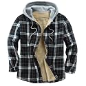 Men's Cotton Plaid Shirt Jacket Fleece Flannel Sherpa Button Down
