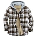 Men's Cotton Plaid Shirt Jacket Fleece Flannel Sherpa Button Down