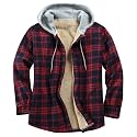 Men's Cotton Plaid Shirt Jacket Fleece Flannel Sherpa Button Down
