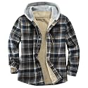 Men's Cotton Plaid Shirt Jacket Fleece Flannel Sherpa Button Down