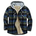 Men's Cotton Plaid Shirt Jacket Fleece Flannel Sherpa Button Down