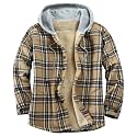 Men's Cotton Plaid Shirt Jacket Fleece Flannel Sherpa Button Down