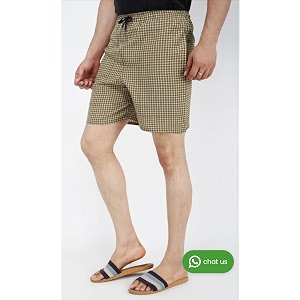 Mens Cotton Regular Fit Checkered Shorts with