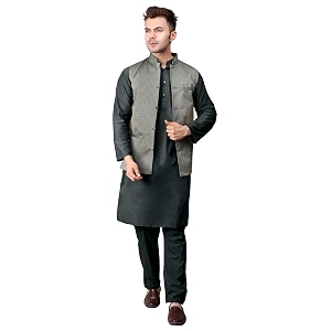 Mens Cotton Silk Blend Regular Kurta Pyjama