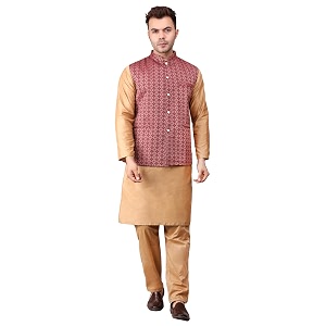 Mens Cotton Silk Blend Regular Kurta Pyjama