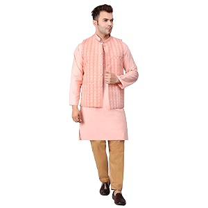 Mens Cotton Silk Blend Regular Kurta Pyjama