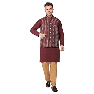 Mens Cotton Silk Blend Regular Kurta Pyjama