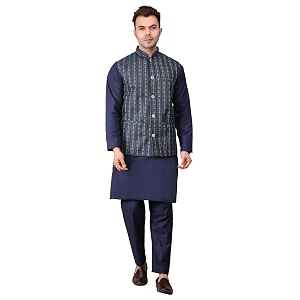 Mens Cotton Silk Blend Regular Kurta Pyjama