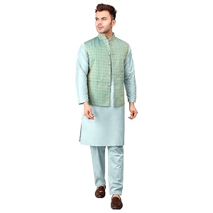 Mens Cotton Silk Blend Regular Kurta Pyjama