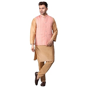 Mens Cotton Silk Blend Regular Kurta Pyjama