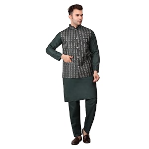 Mens Cotton Silk Blend Regular Kurta Pyjama