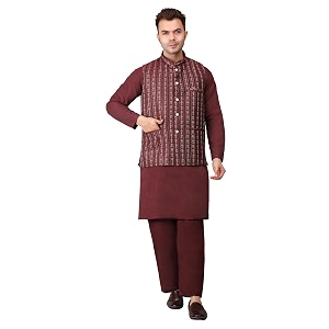 Mens Cotton Silk Blend Regular Kurta Pyjama