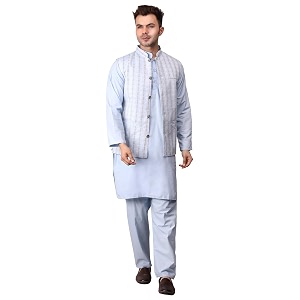 Mens Cotton Silk Blend Regular Kurta Pyjama