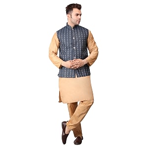 Mens Cotton Silk Blend Regular Kurta Pyjama