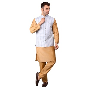 Mens Cotton Silk Blend Regular Kurta Pyjama