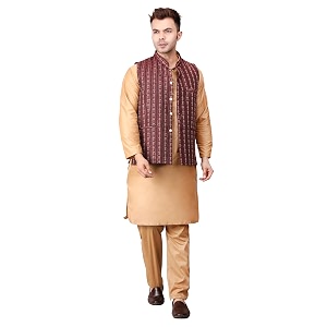 Mens Cotton Silk Blend Regular Kurta Pyjama